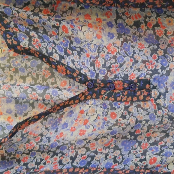 American Eagle sheer blue floral top shirt Blouse - Picture 3 of 5